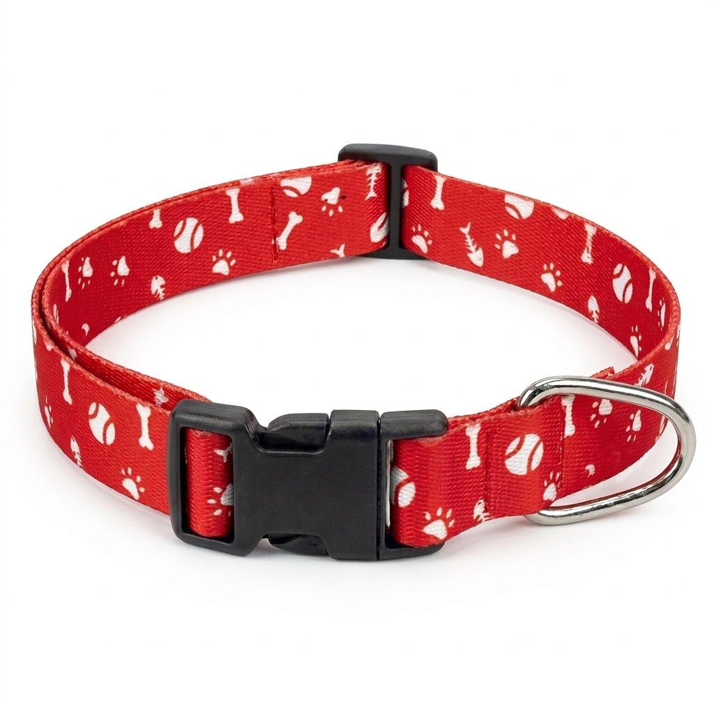 Kennel Printed Collar – Red Bones