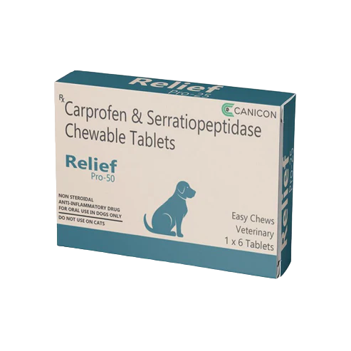 Canicon: Relief Pro 50 - Carprofen & Serratiopeptidase Chewable Tablets for Dog