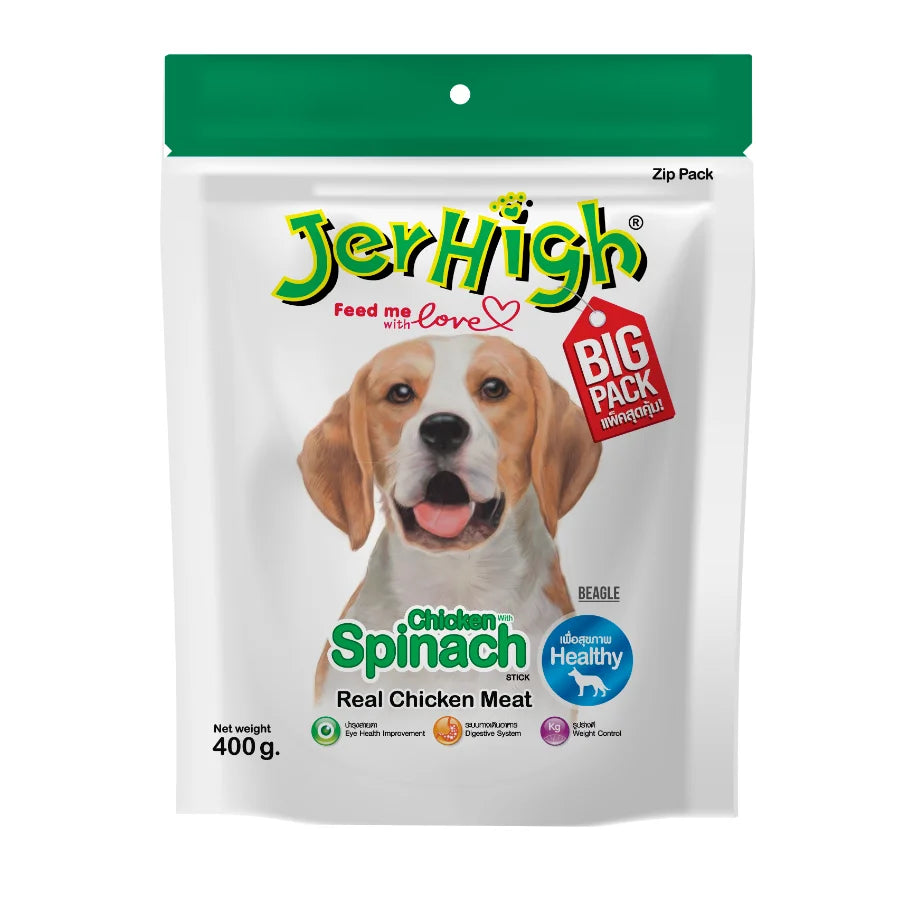 JerHigh : Chicken Spinach Stick – Real Chicken Meat Dog Treat (Big Pack)