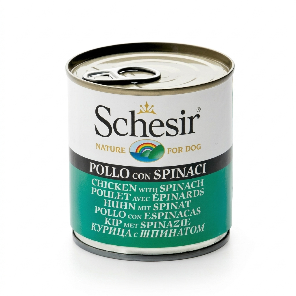 Schesir Chicken & Rice With Spinach In Jelly Dog Tin