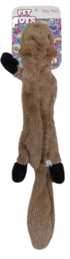 Holy Paws Squirrel Shape Squeaky Unstuffed Plush Dog Toy