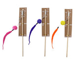 Smarty Pet Cat Teaser Wooden Stick With Rattan Ball