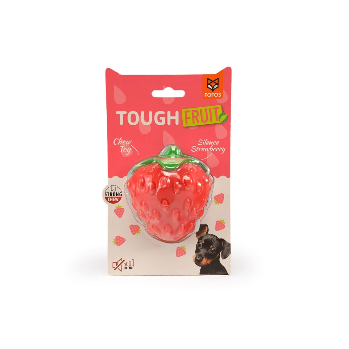 FOFOS Tough Fruit Silent Strawberry Dog Chew Toy