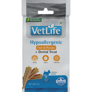 Farmina : VetLife Hypoallergenic Fish & Potato Dental Treat for Mini Adult Dogs