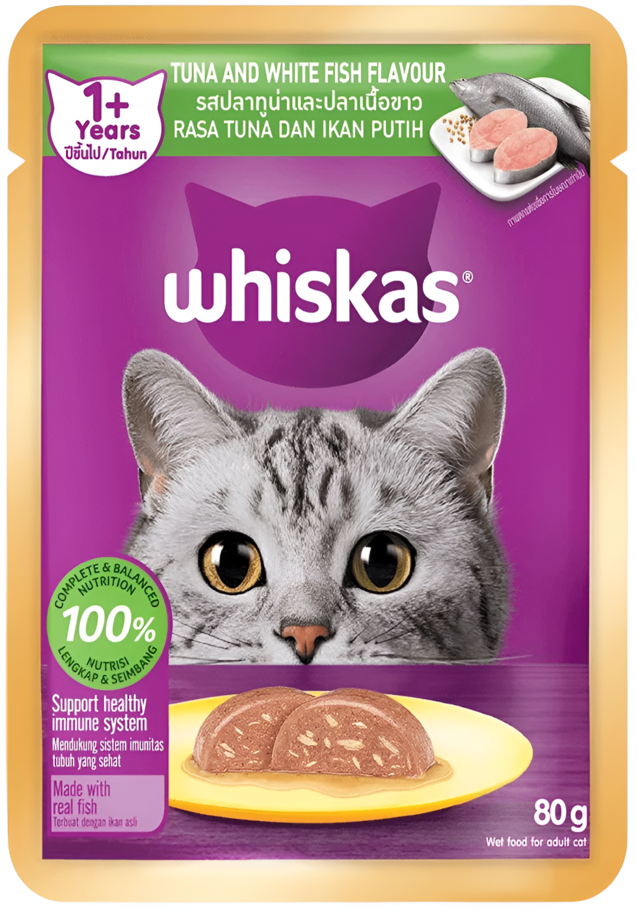 Whiskas Tuna & White Fish Flavour In Jelly Adult Cat Pouch