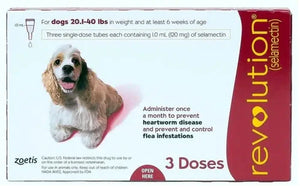 Zoetis: Revolution 120mg Selamectin for Dogs (20.1–40 lbs) – 3 Doses (20 mL Each)